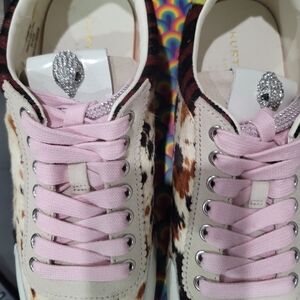 NEW - Kurt Geiger Inslington Women's Animal Print Sneakers - Pink and Brown